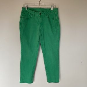 Jag Jeans, size 12, green, low-rise/slim ankle: 4 pockets, great condition
